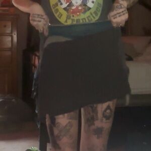 Gray and Green Asymmetrical Mini Skirt for Night Out